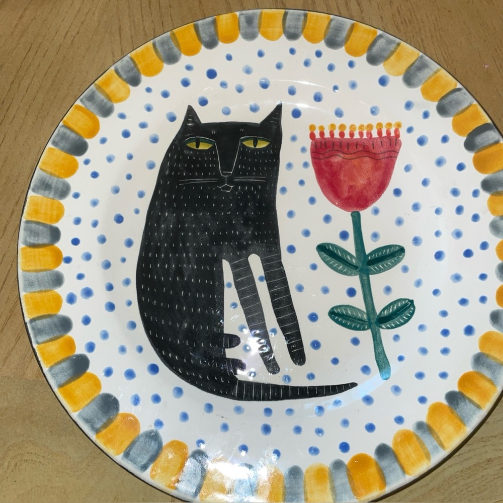 Sharon bloom 2014 Black Cat Red Tulip Plate